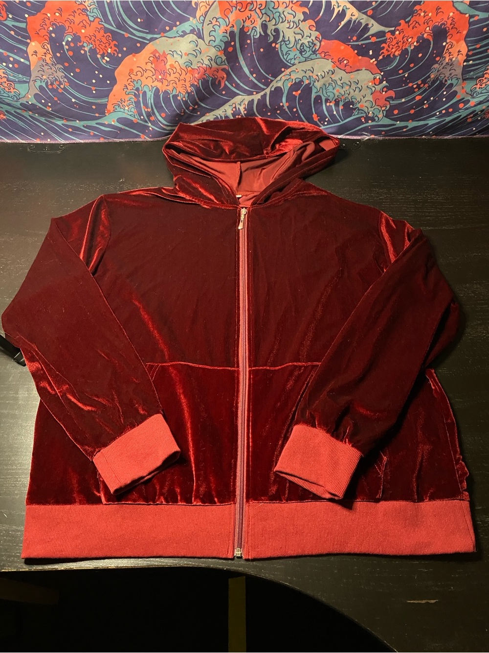 Red Velvet Zip-Up Hoodie Tracksuit
